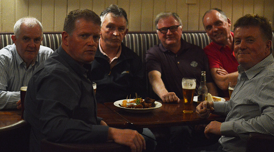 Ennistymon Celtic Reunion. Pictured are from left to right are : T.J Carey, Vinny Leigh, Enda Haran, Dinny Cullinan and Gerry Sadlier.