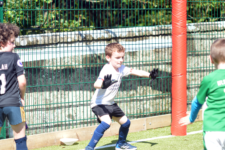 James O'Brien attempts to save a shot during Sporting Ennistymon F.C FAI Summer Camp 2020