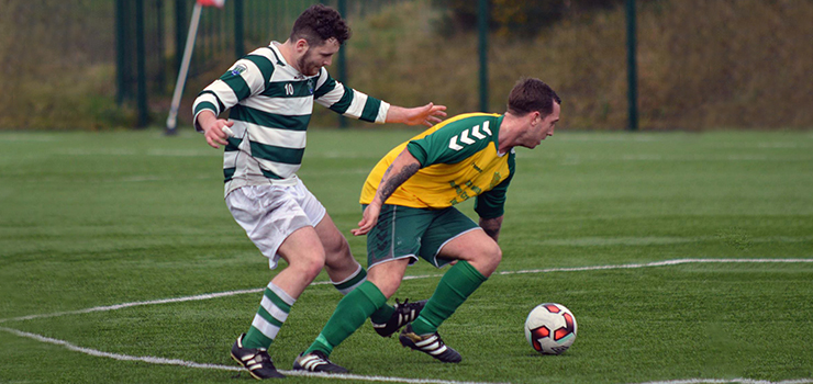 Michael Duffy in action for Sporting Ennistymon F.C in the Munster Junior Cup