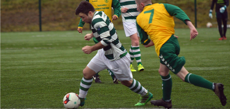 Ciaren Monaghan in action for Sporting Ennistymon F.C in the Munster Junior Cup