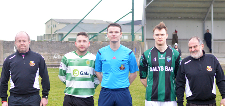 Michael Leigh captains Sporting Ennistymon F.C during the Munster Junior Cup.