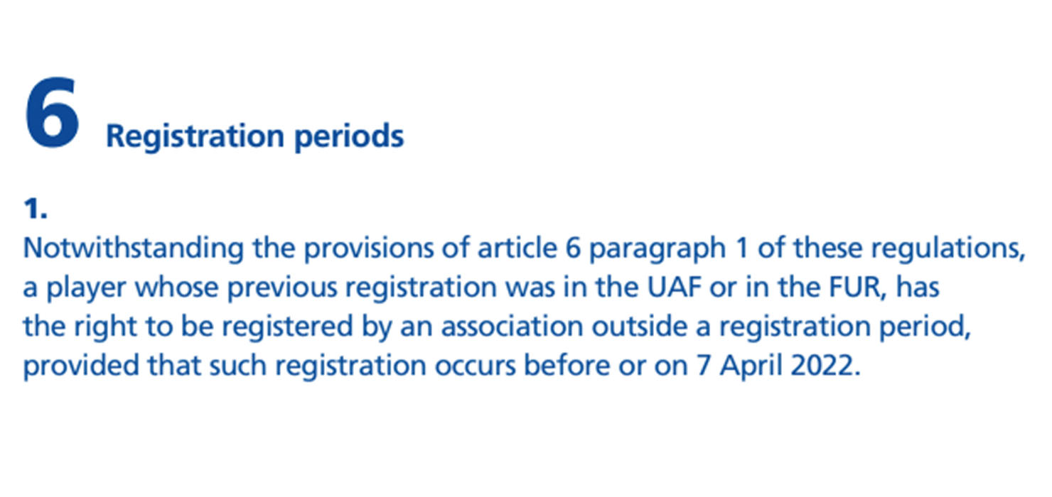 Paragraph 6 of Annexe 7 of the March edition of FIFA’s Regulations on the Status and Transfer of Players – p.96